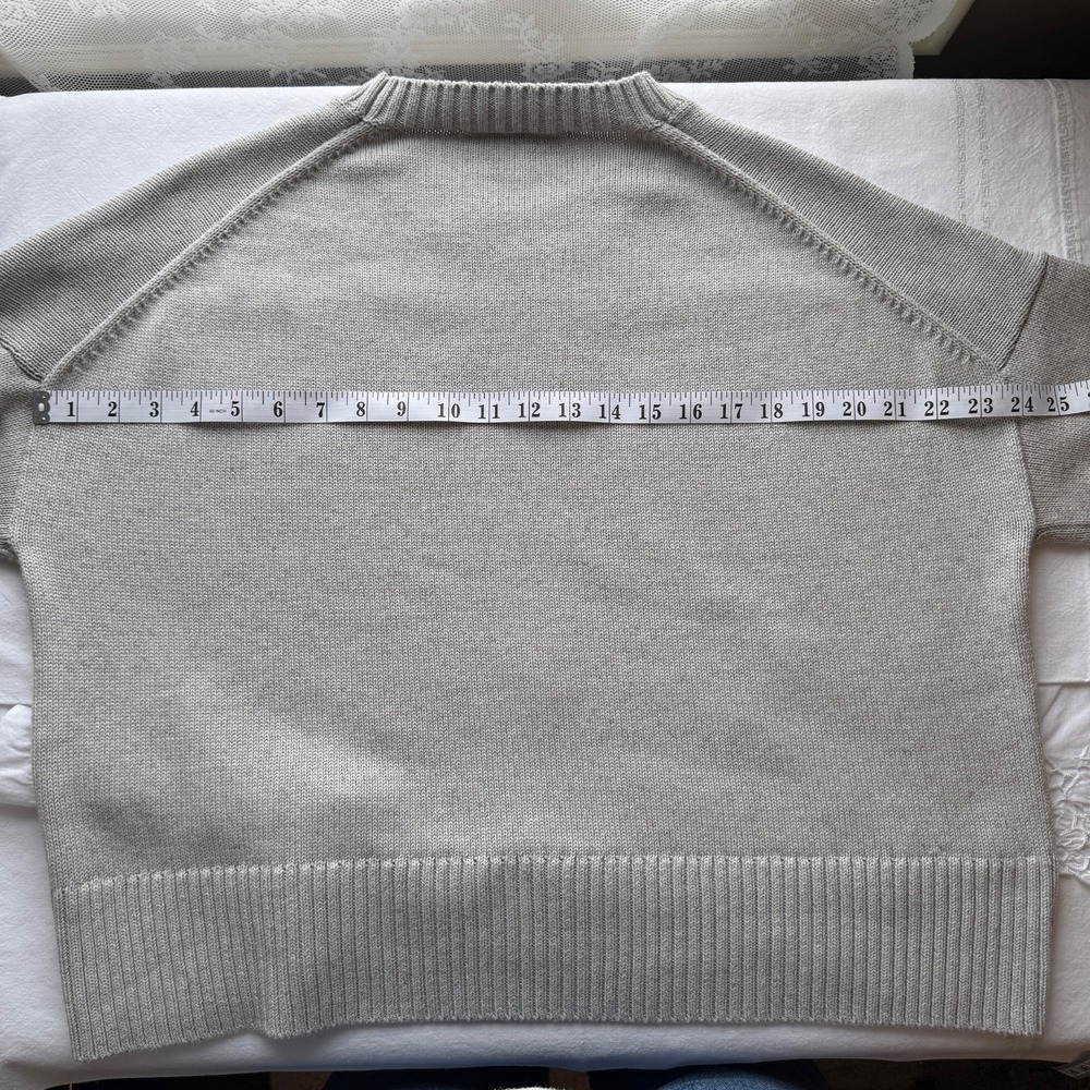 Everlane Crop Sweater Cotton The Boxy Crewneck Ribbed Hem Grey M Minimal - Picture 13 of 15